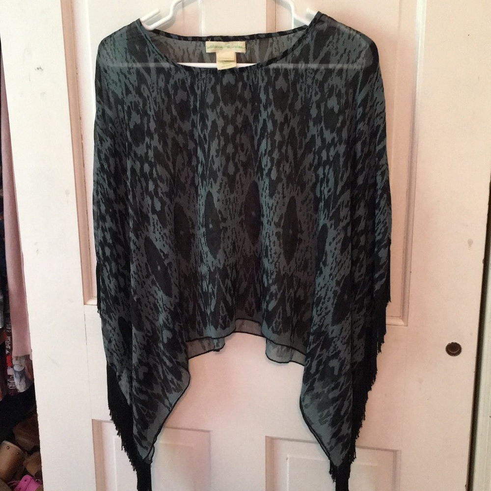 Delicate sheer print poncho